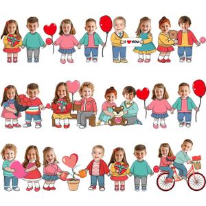 3 x 60pcs Valentine's Day Theme DIY Cutouts Couple Bulletin Board Decoration Set Couple Paper Cut-Outs Classroom Decor for Valentines Classroom DIY Photo Craft Party School Wall Door Supplies