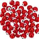 PATIKIL 8mm Evil Eye Beads, 100 Pcs Glass Turkish Evil Eye Charm Round Spacer Beads Pendant Connector for DIY Art Craft Bracelet Necklace Earrings Making, Red