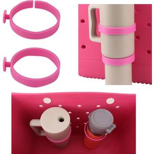 6 x 2pcs Cup Holder for Bogg Bag Compatible with Stanley 30oz 40oz Water Bottle, Drink Holder Plastic Insert for Bogg Bag & Simply Southern Beach Totes Accessories (pink)