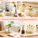 6Pcs Buffet Risers, Foldable Food Risers for Buffet Table, 12" Reusable Cardboard Display Risers Cylinder Stands with Acrylic Plates for Party, Wedding, Catering & Birthday Decor