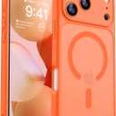 CANSHN Magnetic Compatible with iPhone 17 Pro Case, Upgraded [Full Camera Protection] [Compatible with Magsafe] [Translucent Matte] Shockproof Protective Phone Cover 6.3 Inch - Orange