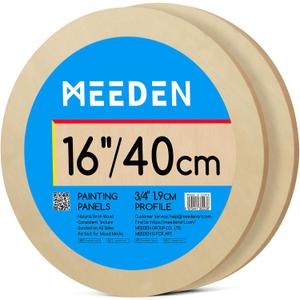 MEEDEN Round Wood Canvas Panels: 16" Dia Wooden Canvas Panel Pack of 2 | 3/4" Deep Wooden Panel Board, Blank Cradled Wood Art Board for Crafts, Painting - Round