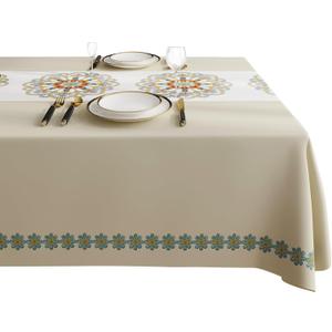 Rectangle Table Cloth,100% Waterproof Tablecloth Oil Proof Spill Proof Vinyl Table Cloth, Wipe Clean Plastic Table Cover for Dining, Camping, Indoor and Outdoor 54" x 78",Flower-Beige