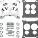 Aluminum for Edelbrock Carbuertor Spacer Adapter #2696 Carter/AFB 4 Barrel Square Bore to Spread Bore Manifold Carb Spacer for stock Quadrajet & Thermo-Quad Manifold with Gaskets Base Plate 0.85in