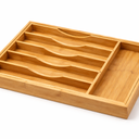 BAMBUROBA Bamboo Kitchen Drawer Organizer, Expandable Silverware Organizer, 2 Pack Utensil Holder and Cutlery Tray with 7 Slots, Gadgets Storage Divider, Natural