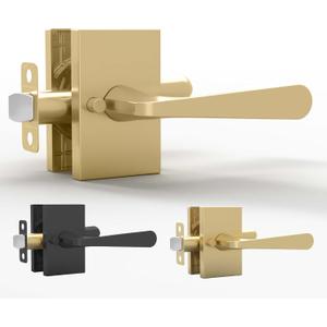 Mega Handles Serrano Privacy Door Handle - 1 Pack Interior Reversible Gold Door Handle, Heavy Duty Bed & Bath Door Handles with Privacy Door Lock, Fits All Standard Doors - Satin Brass
