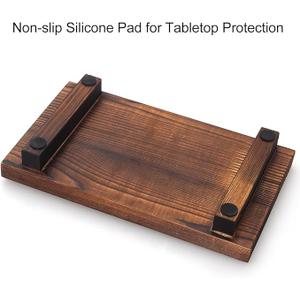 Small Bathroom Counter Organizer Tray Wooden Pedestal Stand for Display Decor Farmhouse Wood Risers Soap Dish Dispenser Holder for Kitchen Sink Tray Modern Bathroom Vanity Accessories Decorative trays