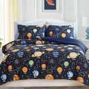 Wink Deer Twin Comforter Set for Boys-5 Pieces Space Glow in the Dark Twin Bedding Sets for Kids, Ultra Soft Bed in A Bag with Sheets