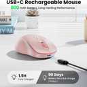 TECKNET Rechargeable Bluetooth Mouse, [ USB + BT5.0 + BT3.0 ] Wireless Mouse, Ergonomic Design, Silent Click, 6-Level 4800 DPI Wireless Mice, 3-Device Switching for Laptop, Computer, MacBookPink