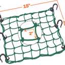 Small Cargo Net 15"x15" Stretches to 30"x30" with Thicken Hooks | Natural Latex Core, Tight 2x2 Mesh Heavy Duty Bungee Net for Motorcycle Helmet, Bike, ATV, UTV, Luggage (Army Green, 2 Pack)