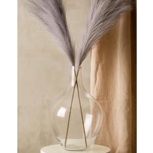 15" Tall, Large Glass Vase for Floor Decor, Big Tall Floor Vase for Pampas Grass Plants Flowers, Modern Decorative Living Room Bedroom Hallway, Clear Round Jar