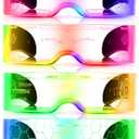 TOODOO 4 Pairs LED Visor Glasses Light up Glasses Futuristic Luminous Rave Glasses 7 Colors 4 Modes for Club Christmas Party