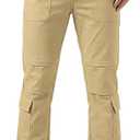 GINGTTO Mens Cargo Pants Slim Fit Stretch Skate Casual Pants for Men Boot Cut Streetwear Khaki Size 32