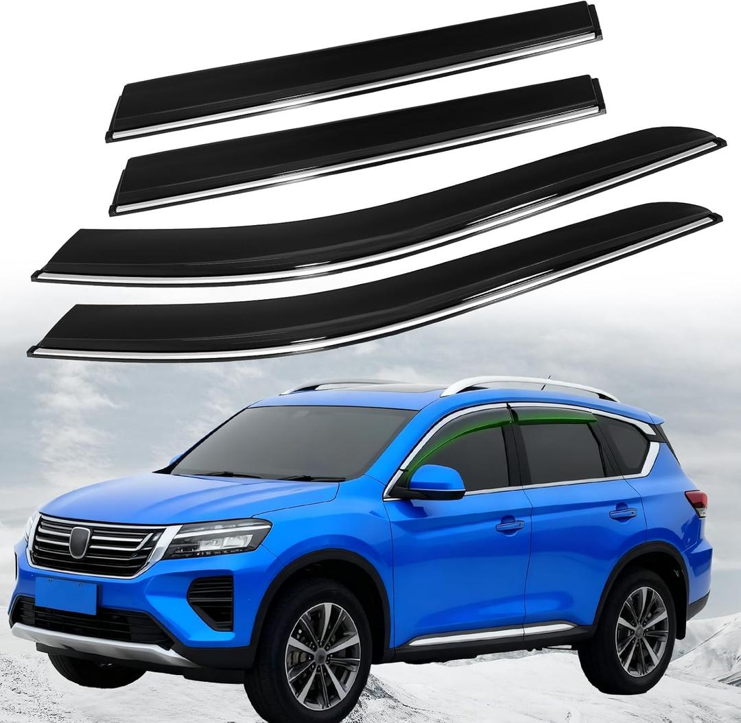Window Visors Rain Guards for 2022-2026 Nissan Pathfinder Accessories | Out-Channel Tape-On Low-profile No-drill Style Windows Deflector Sun Visor Width is 3 Inches Reduces Wind Noise