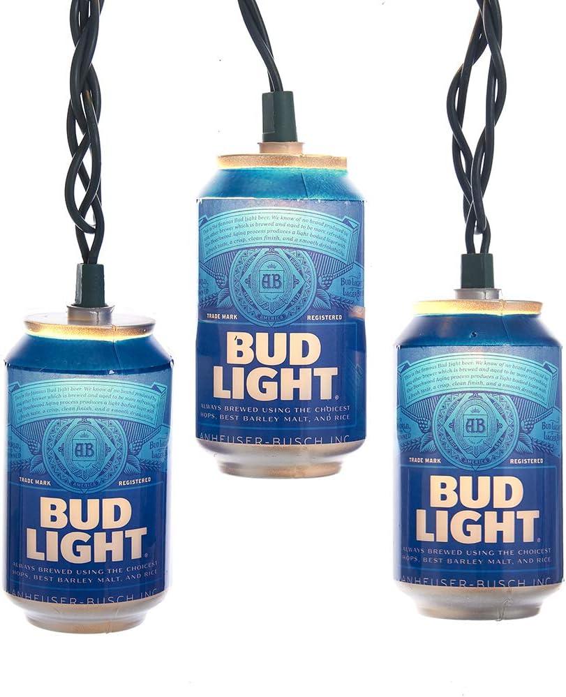 Budweiser Kurt Adler 10-Light Bud Light Beer Can Light Set