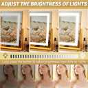FENNIO Vanity Mirror with Lights 22''x18'' Makeup Mirror with Lights,Lighted Makeup Mirror with 10X Magnification Smart Touch Screen with 3-Color Lighting,DimmableSquare Gold