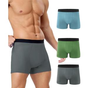 YESWEL Men's Incontinence Underwear, Leak Proof Washable Reusable Cotton Boxer Brief, Heavy Flow Bladder Leak 3 Pack (Multicolor02, XX-Large)