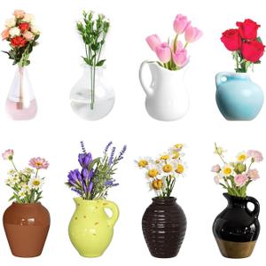 8Pcs Mini Vase Magnets for Fridge,Cute Ceramic Model Vase Fridge Magnets,Mini 3D Plant Vases for Refrigerator Kitchen Locker Office