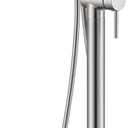 Wowkk Tub Filler Freestanding Bathtub Faucet Brushed Nickel Floor Mounted Brass Bathroom Tub Faucets with Hand Shower