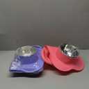 Hubulk Pet Dog Bowls 2 Stainless Steel Dog Bowl with No Spill Non-Skid Silicone Mat + Pet Food Scoop Water and Food Feeder Bowls for Feeding Small Medium Large Dogs Cats Puppies, 2Pack (Large, Pink+Purple)