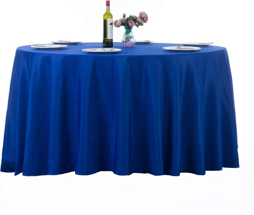 Ascoza 2pack 120 Inch Royal Blue Round Tablecloth in Washable Polyester Fabric for Wedding/ Banquet/ Restaurant/ Parties