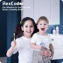 RexCodar Ultrasonic Kid's U-Shaped Electric Toothbrush, IPX7 Waterproof, Five Cleaning Modes,Cartoon Astronaut, 60S Smart Reminder (6-12 Age (Blue))