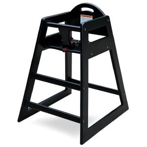 Wooden High Chair for Baby & Toddler Restaurant-Style Stackable HighChair with Commercial Grade Solid Wood for Dining Table & Kitchen Compact & Portable Design for Home & Restaurant Use - Black