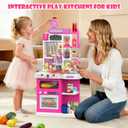 Kids Kitchen Playset, 36.22'' Play Kitchen for Toddlers 1-3 with Steam, Sound & Light, Cooking Stove, Play Sink, Oven and Toy Kitchen Accessories, Kitchen Set for Toddlers Girls 3 4 5 (Pink), 36.22 X 17.52 X 9.45 Inches