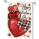 AVOIN colorlife Happy Valentines Day Garden Flag 12x18 Inch Double Sided Outside, Love Hearts Rustic Anniversary Yard Outdoor Flag