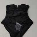DKNY Womens U-Wire Bandeau One Piece Swimsuit with Tummy Control (Small, Black)