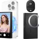 Yatao Back Camera Selfie Monitor for iPhone & Android | Vlog Selfie Monitor Screen with Large Battery, Bluetooth Control, No Delay Audio Play, for YouTube/TikTok Content Creators Vlogging, Live Stream (White)