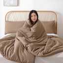 ROSGONIA Oversized King Comforter 128x120, 3pcs Super King Plus Comforter (1 Dark Khaki Comforter & 2 Pillowcases) Lightweight Oversized King Bedding Set Quilt