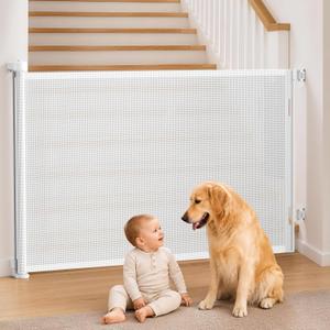 EZIGO 60 Inch Retractable Baby Gates, 41 Inch Extra Tall Retractable Gate
