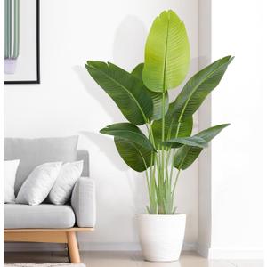 Lifelike Bird of Paradise Artificial Plant 4ft Faux Banana Leaf Tree with 9 Trunks for Home Decor - Perfect Indoor Silk Floor Plant for Living Room, Office, and Bedroom Ambiance Enhancement