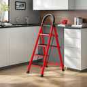 4 Step Folding Ladder with Handrails, Heavy Duty 800 lbs Step Stool, Anti-Slip Wide Pedals, Portable Foldable Stepladder for Home Kitchen Closet Indoor