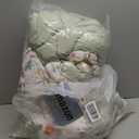 Botanical Cotton Comforter King Size 3Pcs - Colorful Flowers, Berries and Leaves on White, Chevron Sage Green Back, Reversible Lightweight Bedding Sets with Soft Fill(King, 104"90")