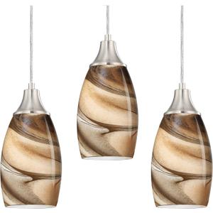 Mini Pendant Lights Kitchen Island Light Brown Glass Lamp Shade Hand Blown Glass Pendant Light with Brush Nickel Finish Adjustable Cord for Kitchen Over Sink, Dining Room (Light Brown-3P)
