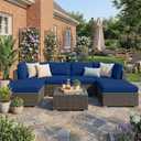 hyha Waterproof Outdoor Cushion Covers for Patio Furniture, Stretch Patio Chair Cushion Slipcovers, Coated UV Resistant Replacement Seat Covers, Solid Color (Navy, 12PC)