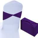 Tegeme 20 Pcs Spandex Chair Sashes Covers Without Buckle Elastic Chair Bands Sashes Ties for Wedding Party Events Ceremony Birthday Decorations(Purple)