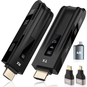 Beyn Wireless HDMI Transmitter and Receiver,2026 Upgraded LED Display,4K Decode & 1080P Output,Plug and Play Wireless HDMI Extender,Compatible with PC/Laptop/Camera/HDTV/Projector/TV Box (Black)
