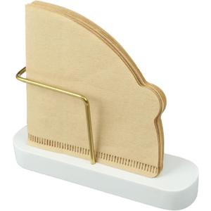 Coffee Filter Holder Storage, Marble & Brass Rack Coffee Filter Container for Coffee Bar/Home/Office, Compatible with #1/#2/#4/V60 Coffee Filter