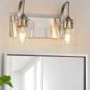 Brushed Nickel Bathroom Light Fixtures Bathroom Vanity Light with Clear Glass Shade, 2-Light Modern Wall Lights for Bedroom Hallway Living Room (E26 Base) (15 inch)