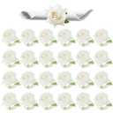 Set of 24 White Rose Napkin Rings - Handicraft Napkin Holder Table Decor for Wedding, Thanksgiving, Banquet, Christmas, Birthday Party