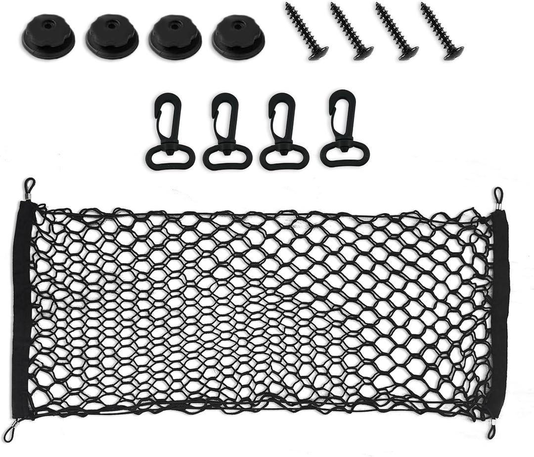 Cargo Net Stretchable, Trunk Net for SUV, Adjustable Elastic Trunk Storage Net with Hook, Universal Truck Bed Organizer Car Interior Accessories Fit for Most SUVs, Vehicles and Trucks