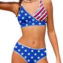 KANGKANG Girls Swimsuit Bikini Set Solid Color V-Neck Two Piece Bathing Suit with Chest Pad Adjustable Straps Swimwear Size: 13-14 Years