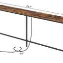 MAHANCRIS 78.7" Console Table with Power Outlet, 11.8" Wide Narrow Sofa Table, Industrial Entryway Table with USB Ports, Behind Couch for Entryway, Hallway, Foyer, Living Room, Rustic Brown CTHR320E01, 78.7"L x 11.8"W x 31.7"H