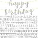 TaoBary 167 Pcs DIY Banner Kit Happy Birthday Glitter Banner Customizable Glitter Make Your Own Kit 162 Letters Symbols and Numbers 3 Rope for Birthday Halloween Wedding Christmas(Silver)