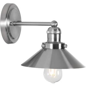 JONATHAN Y 7.8" Nickel 1-Light Industrial Farmhouse Metal Vanity Light Wall Sconce, Metal Shade for Bathroom Mirror, Kitchen, Entryway, LED Bulb Included (JYL7426B)