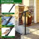 Single Post Handrail Stair Railings for Outdoor Steps Fit 1-2 Steps Outdoor Wrought Iron Handrails with Base Transitional Porch Railing for Concrete Steps or Wooden Stairs, Black