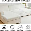 Sofa Covers Couch Covers for Sofa Pet Friendly Couch Cushion Covers Universal Sofa Covers Washable Stretch Slipcovers for Sectional Sofa (Texture Ivory White, 2 Seats + Chaise Cover)